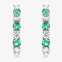 Gemstone & Lab-Created White Sapphire Sterling Silver Hoop Earrings