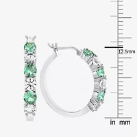 Gemstone & Lab-Created White Sapphire Sterling Silver Hoop Earrings