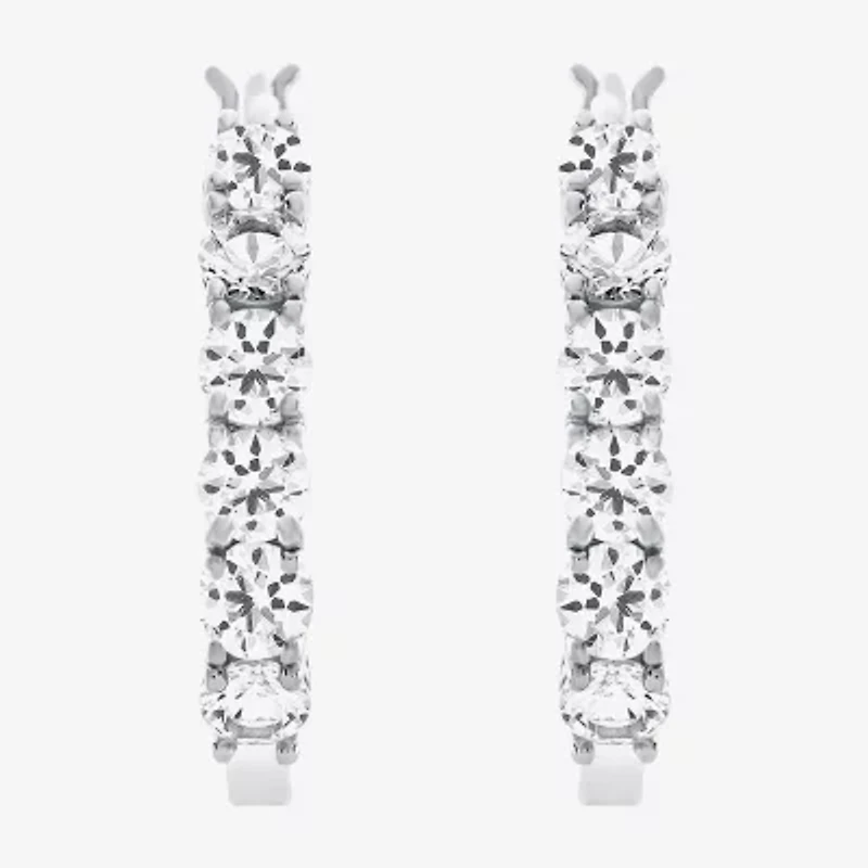 Gemstone & Lab-Created White Sapphire Sterling Silver Hoop Earrings