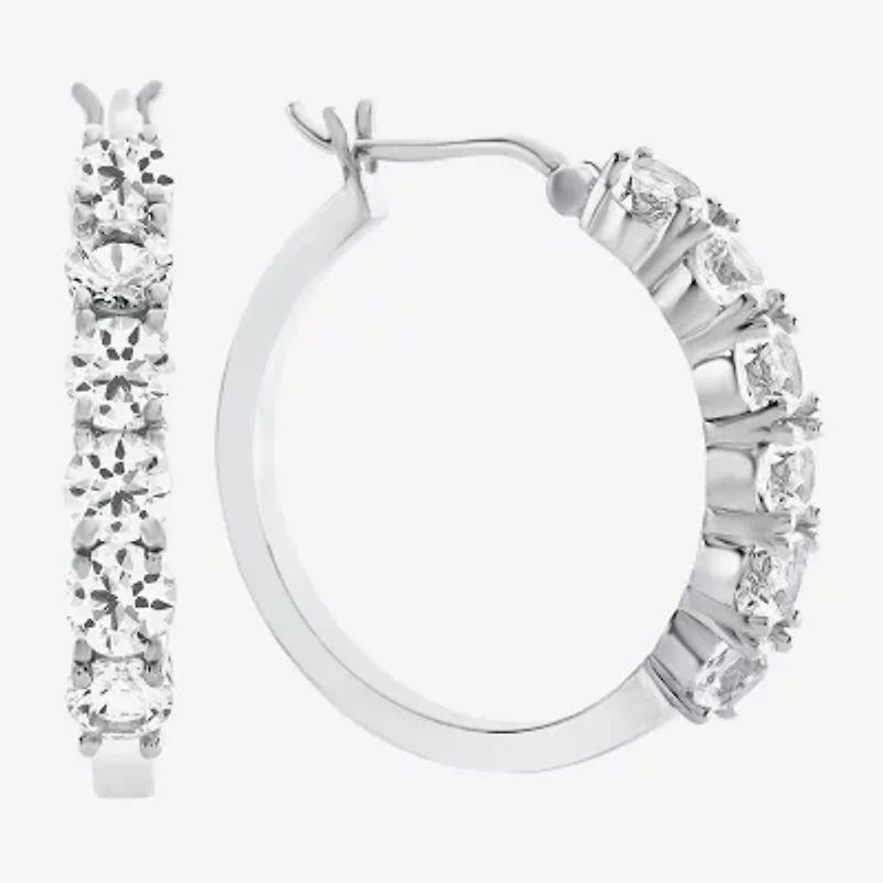 Gemstone & Lab-Created White Sapphire Sterling Silver Hoop Earrings