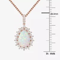Womens Lab Created White Opal 14K Rose Gold Over Silver 18 Inch Pendant Necklace