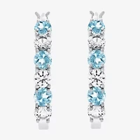 Gemstone & Lab-Created White Sapphire Sterling Silver Hoop Earrings
