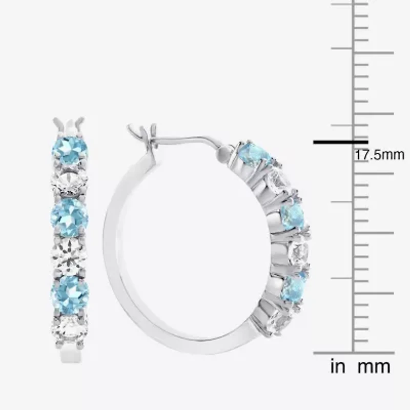 Gemstone & Lab-Created White Sapphire Sterling Silver Hoop Earrings