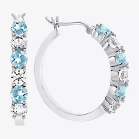 Gemstone & Lab-Created White Sapphire Sterling Silver Hoop Earrings