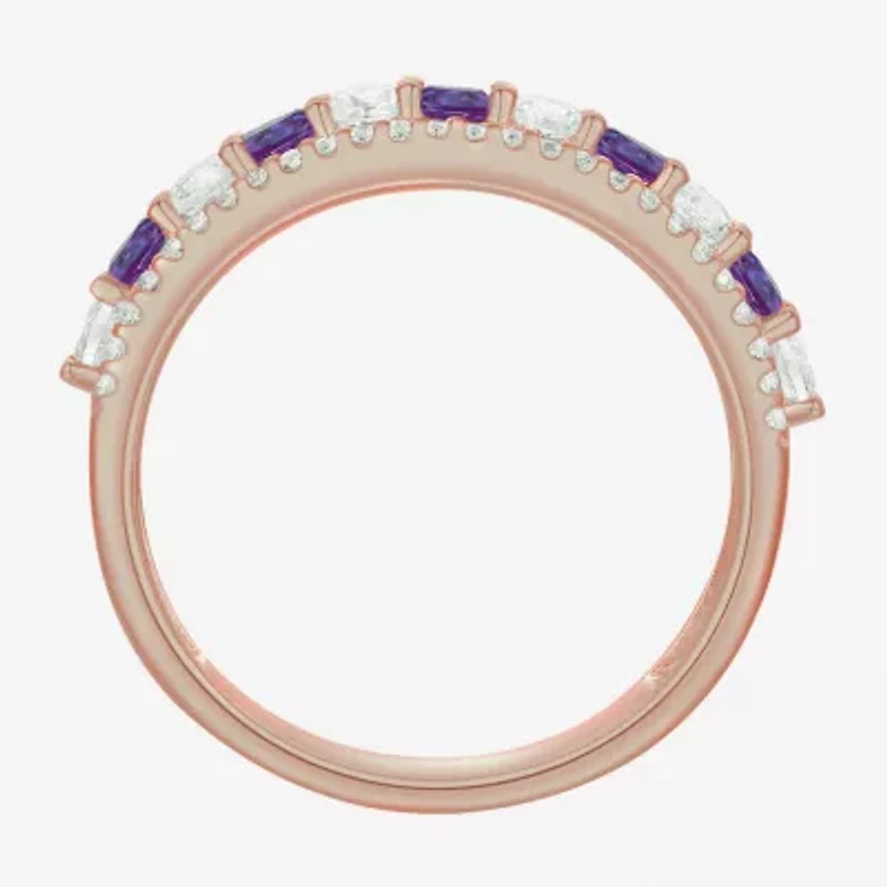 Womens Lab Created Gemstone 14K Gold Over Silver Stackable Rings