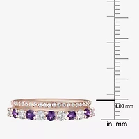 Womens Lab Created Gemstone 14K Gold Over Silver Stackable Rings