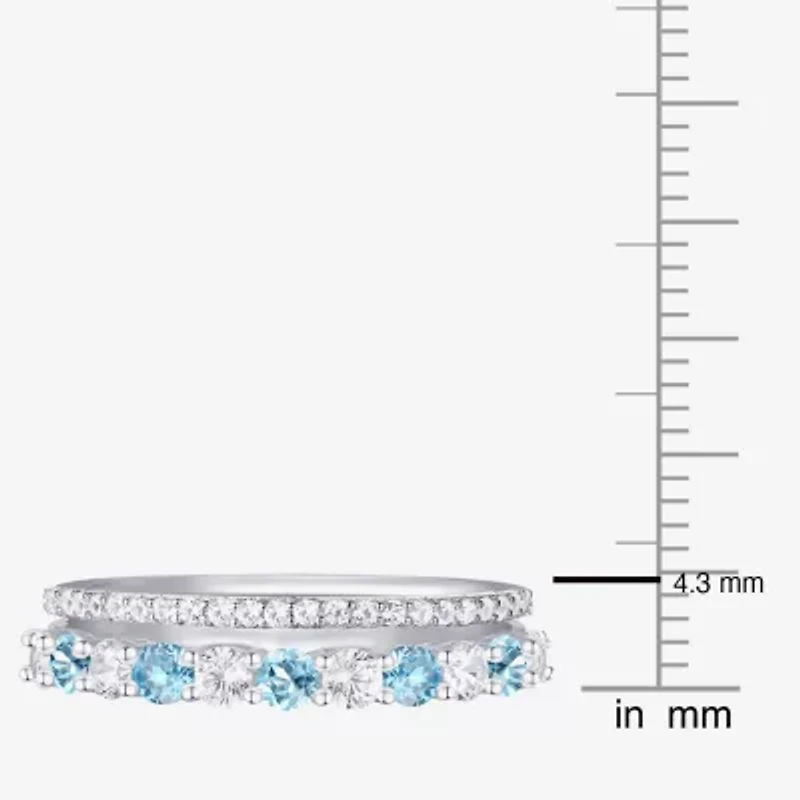 Womens Lab Created Gemstone 14K Gold Over Silver Stackable Rings