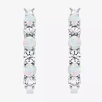 Gemstone & Lab-Created White Sapphire Sterling Silver Hoop Earrings