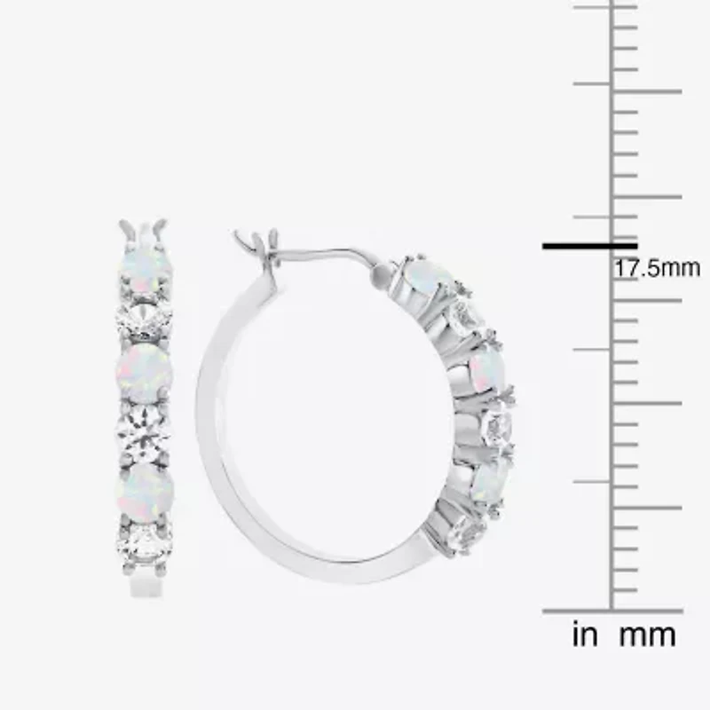 Gemstone & Lab-Created White Sapphire Sterling Silver Hoop Earrings