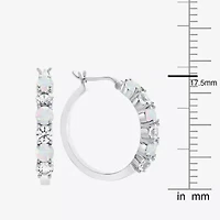 Gemstone & Lab-Created White Sapphire Sterling Silver Hoop Earrings