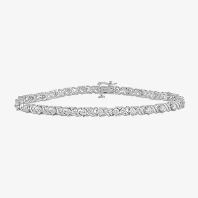 Womens 2 CT. Lab Grown White Diamond 10K Gold Tennis Bracelet