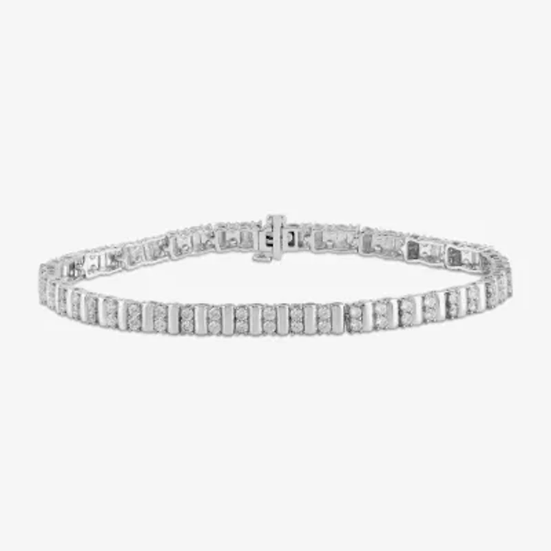 Womens 2 CT. Lab Grown White Diamond 10K Gold Tennis Bracelet