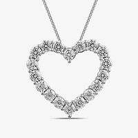 Womens 2 CT. Lab Grown White Diamond 10K Gold Heart 18 Inch Pendant Necklace