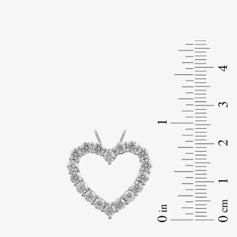 Womens 2 CT. Lab Grown White Diamond 10K Gold Heart 18 Inch Pendant Necklace