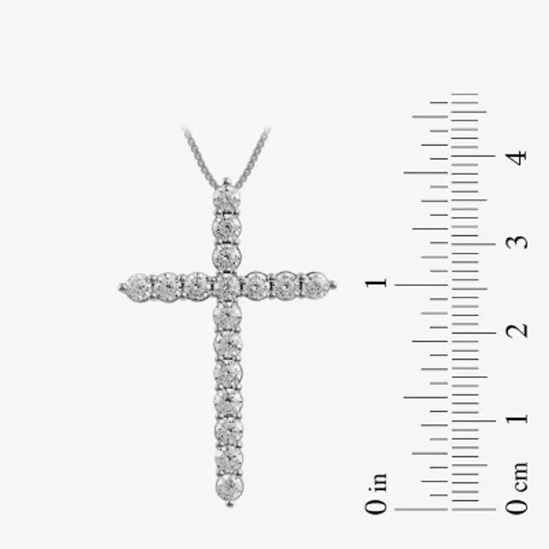 Womens 2 CT. Lab Grown White Diamond 10K Gold Cross 18 Inch Pendant Necklace