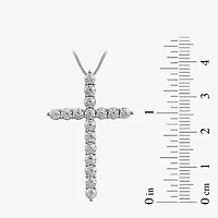 Womens 2 CT. Lab Grown White Diamond 10K Gold Cross 18 Inch Pendant Necklace