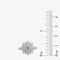 (G / I1) Womens 2 CT. Lab Grown White Diamond 10K Gold Flower Cluster Cocktail Ring
