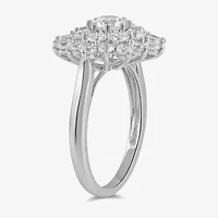 (G / I1) Womens 2 CT. Lab Grown White Diamond 10K Gold Flower Cluster Cocktail Ring