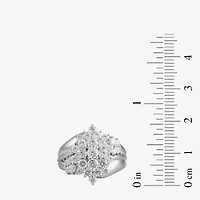 Womens 2 CT. Lab Grown White Diamond 10K Gold Flower Cluster Cocktail Ring