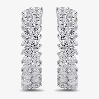 Womens 2 CT. T.W. Lab Grown White Diamond Sterling Silver 20.4mm Hoop Earrings