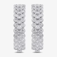 Womens 2 CT. T.W. Lab Grown White Diamond Sterling Silver 23.9mm Hoop Earrings
