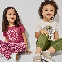 Okie Dokie Toddler & Little Girls U Neck Short Sleeve Regular Fit Graphic T-Shirt