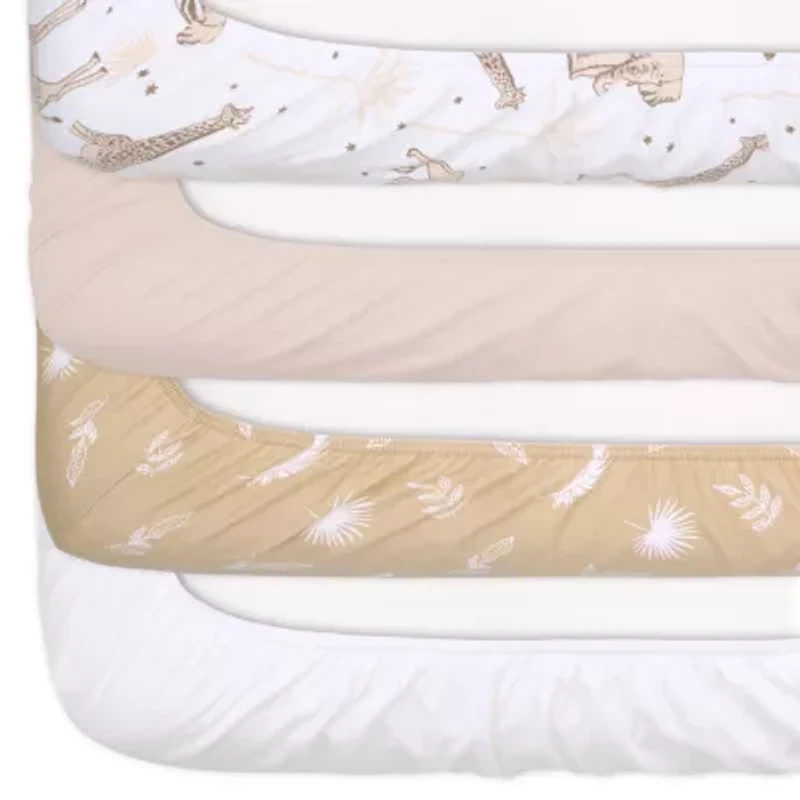 The Peanutshell Caramel Safari Organic Cotton Jersey 4-pc. Crib Sheet