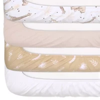 The Peanutshell Caramel Safari Organic Cotton Jersey 4-pc. Crib Sheet