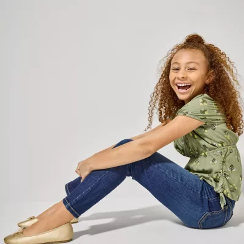 Thereabouts Little & Big Kid Girls Adjustable Waist Stretch Fabric Superflex Mid Rise Straight Leg Jean