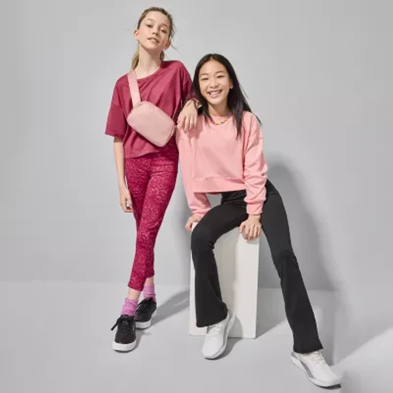 Xersion Little & Big Kid Girls Quick Dry High Rise Knit 26 1/2" Active Flare Full Length Leggings