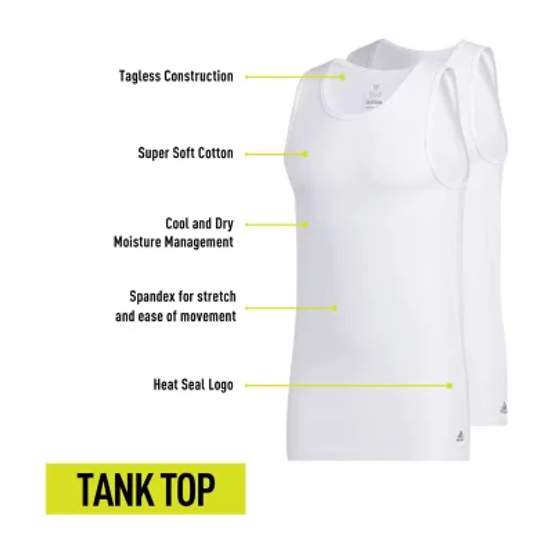 adidas Stretch Mens Crew Neck Sleeveless 2 Pack Tank