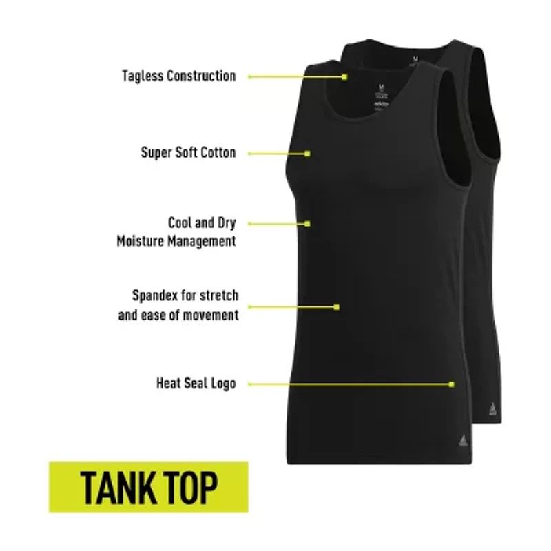 adidas Stretch Mens Crew Neck Sleeveless 2 Pack Tank