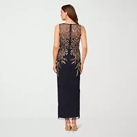 Papell Boutique Womens Beaded Embellished Sleeveless Evening Gown
