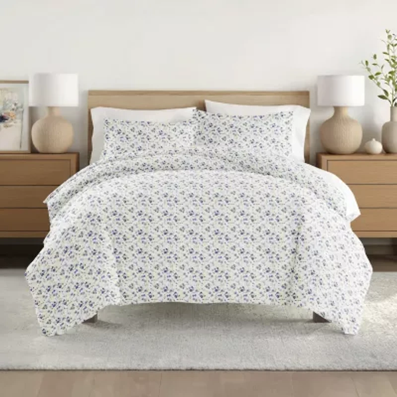 Casual Comfort Premium Ultra Soft 3-pc. Blossoms Print Duvet Cover Set