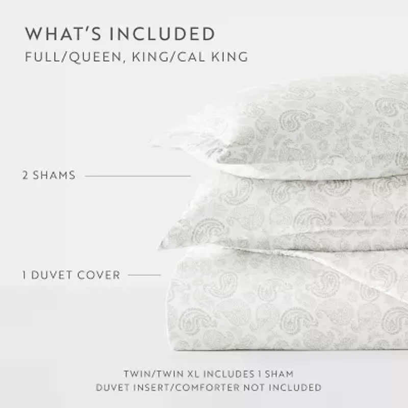 Casual Comfort Premium Ultra Soft 3-pc. Coarse Paisley Print Duvet Cover Set