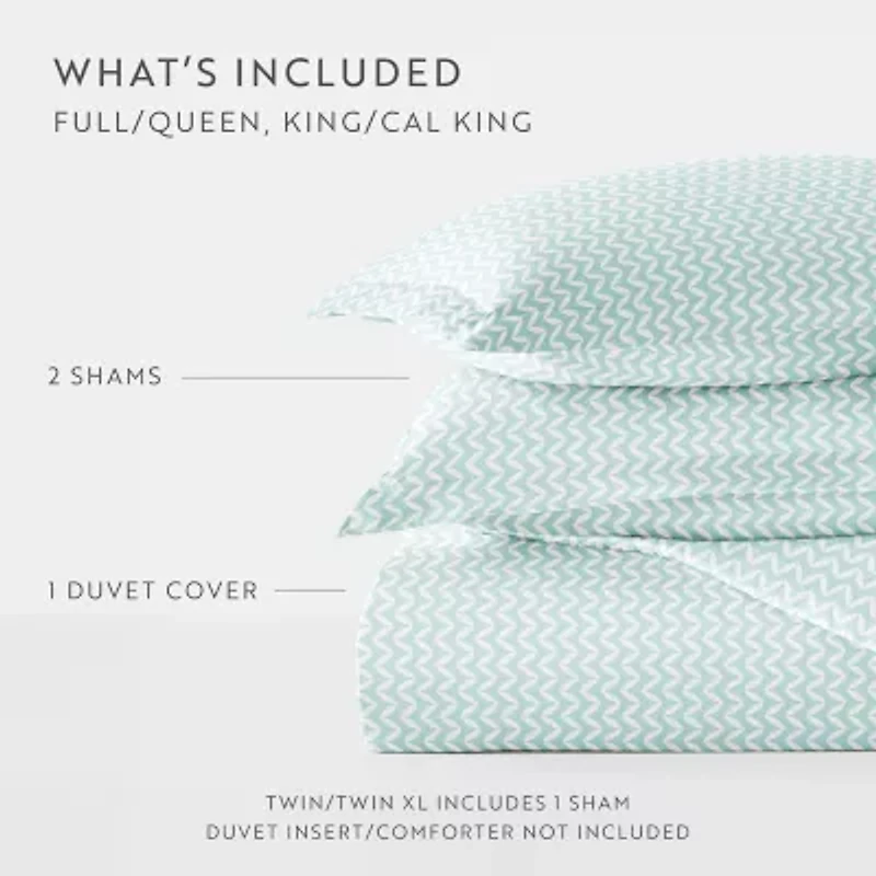 Casual Comfort Premium Ultra Soft 3-pc. Puffed Chevron Print Duvet Cover Set