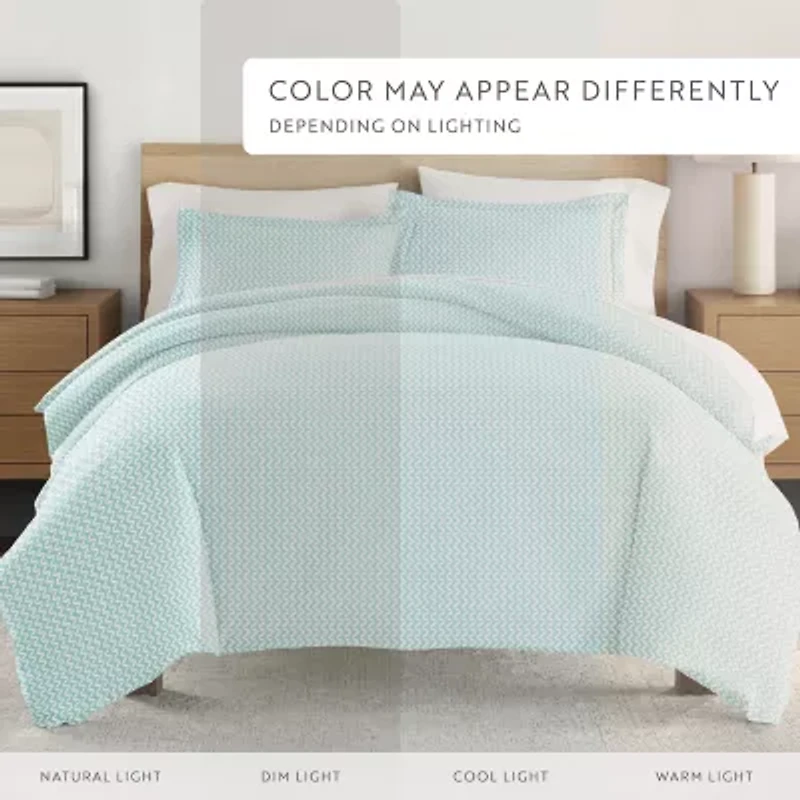 Casual Comfort Premium Ultra Soft 3-pc. Puffed Chevron Print Duvet Cover Set