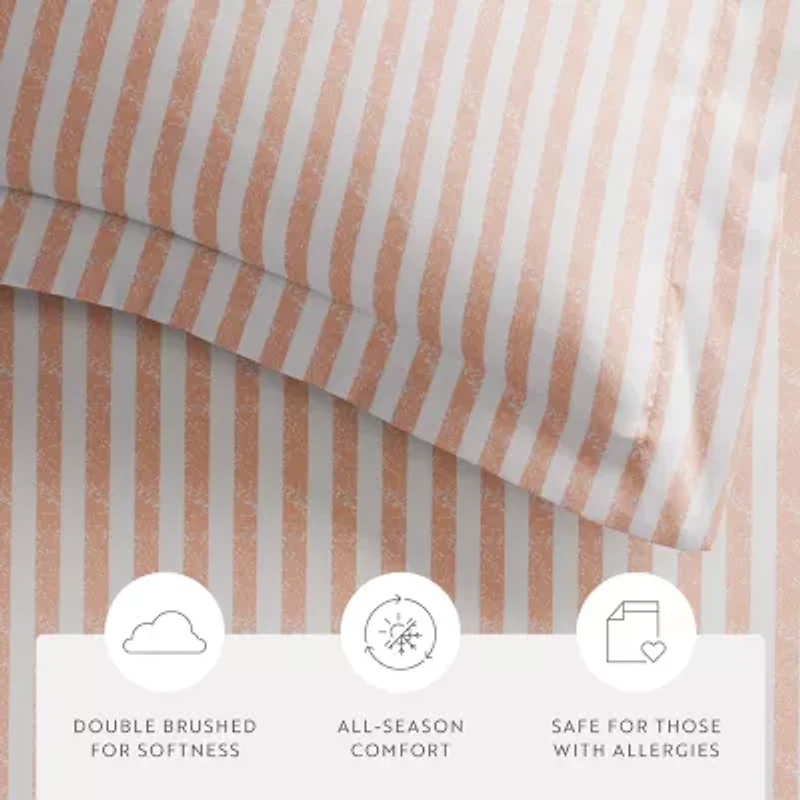 Casual Comfort Premium Ultra Soft Puffed Rugged Stripes Duvet Cover Set