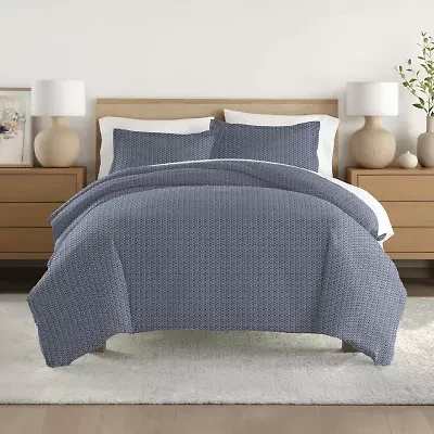 Casual Comfort Premium Ultra Soft Blue Diamond Pattern Duvet Cover Set