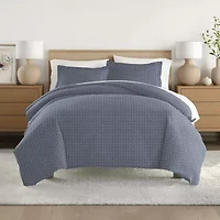 Casual Comfort Premium Ultra Soft Blue Diamond Pattern Duvet Cover Set