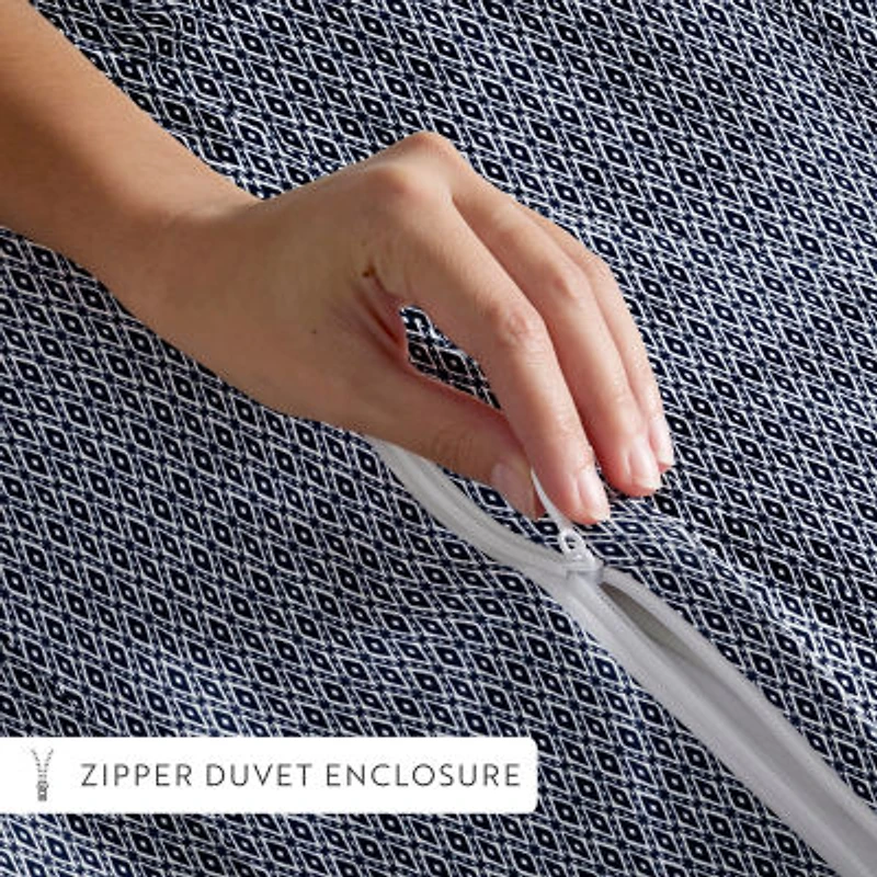 Casual Comfort Premium Ultra Soft Blue Diamond Pattern Duvet Cover Set