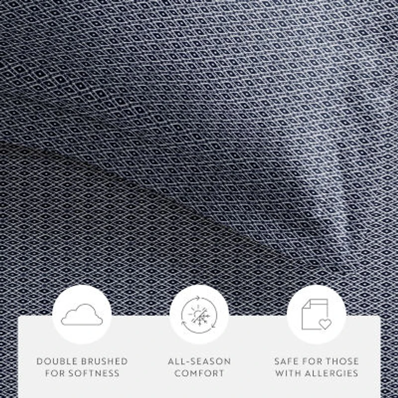 Casual Comfort Premium Ultra Soft Blue Diamond Pattern Duvet Cover Set