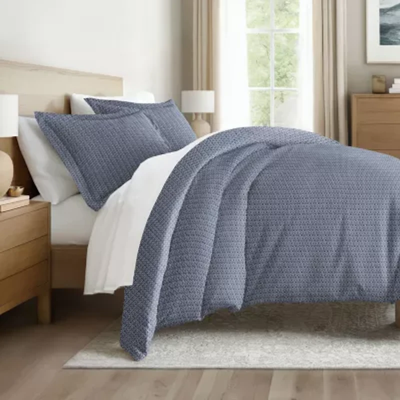Casual Comfort Premium Ultra Soft Blue Diamond Pattern Duvet Cover Set