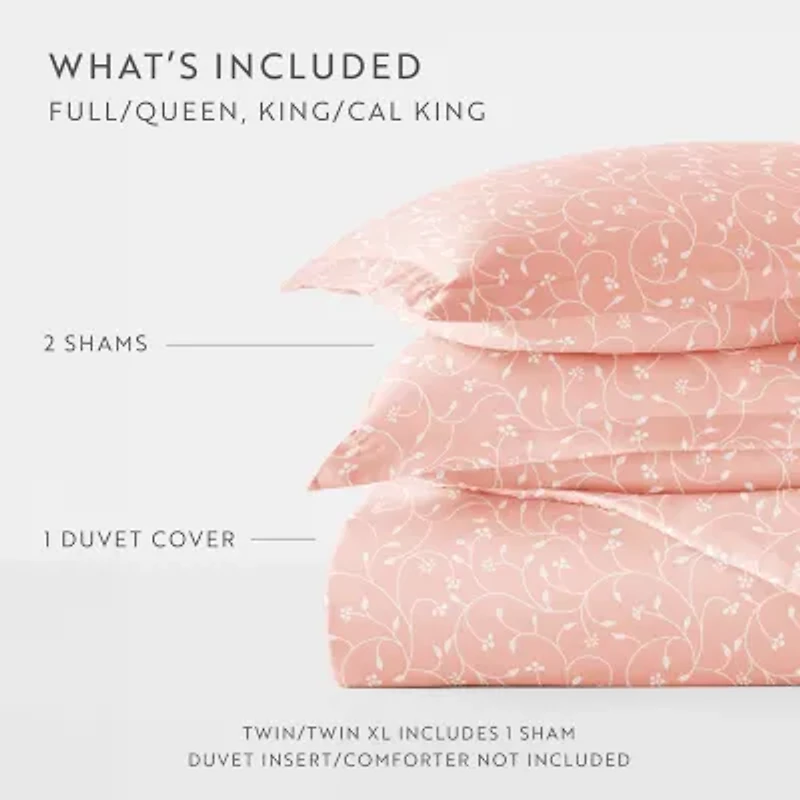 Casual Comfort Premium Ultra Soft Pink Buds Duvet Cover Set