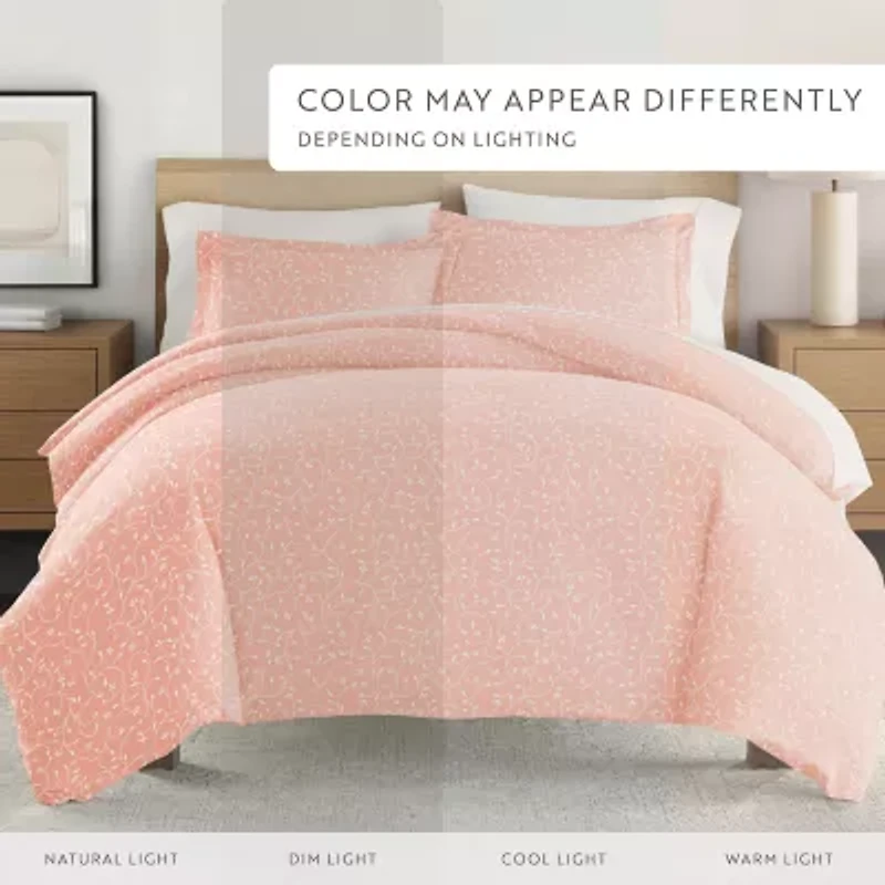Casual Comfort Premium Ultra Soft Pink Buds Duvet Cover Set