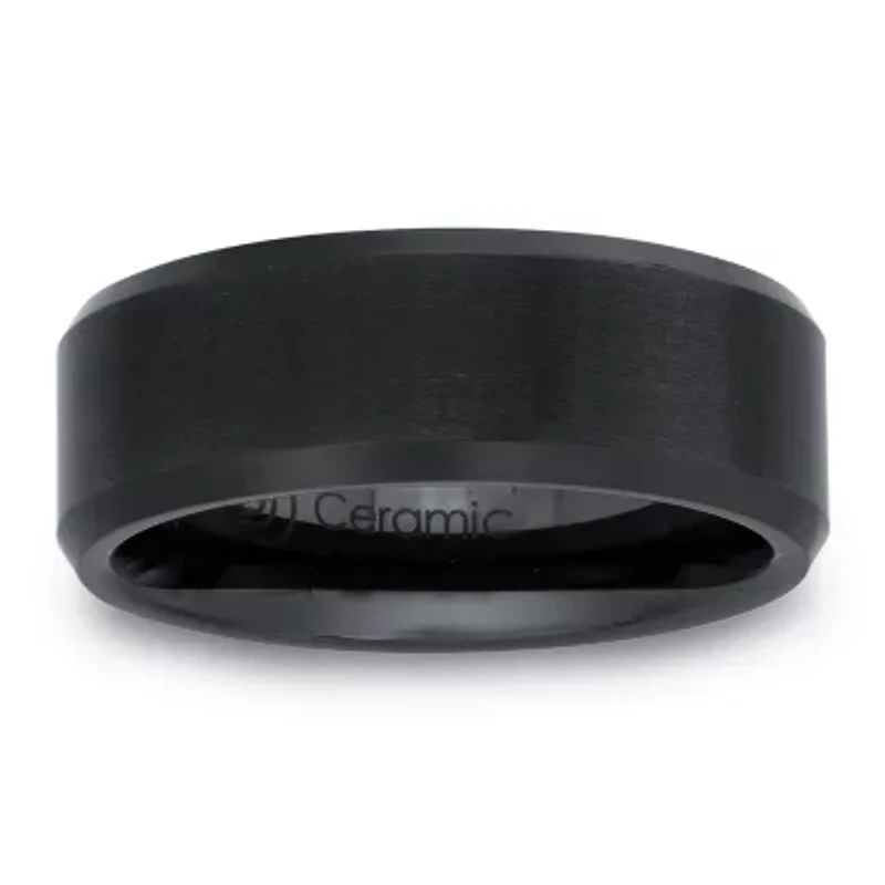 Mens 6mm Black Ceramic Wedding Band