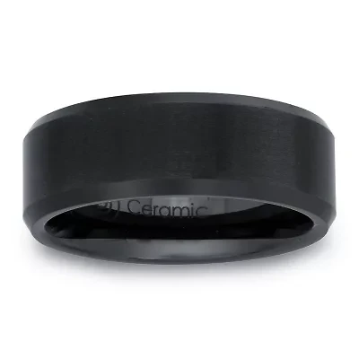 Mens 6mm Black Ceramic Wedding Band