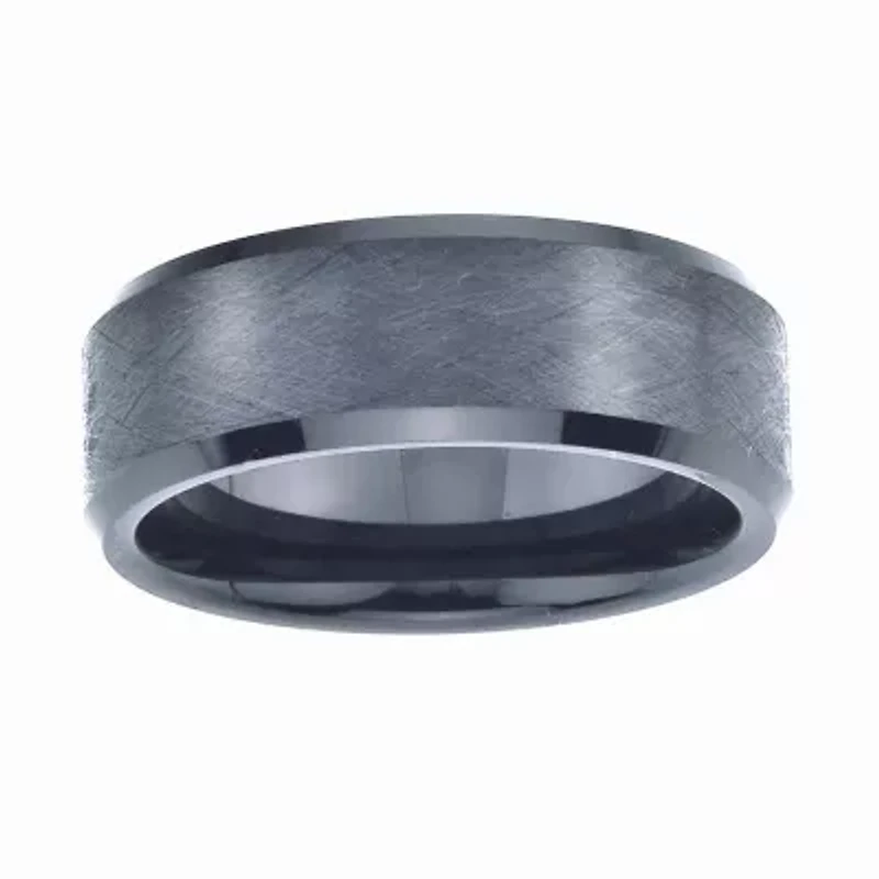 Mens 8mm Black Ceramic Wedding Band