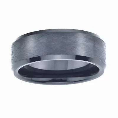 Mens 8mm Black Ceramic Wedding Band