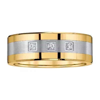 Mens 8MM 1/10 CT. T.W. Natural White Diamond Tungsten Wedding Band